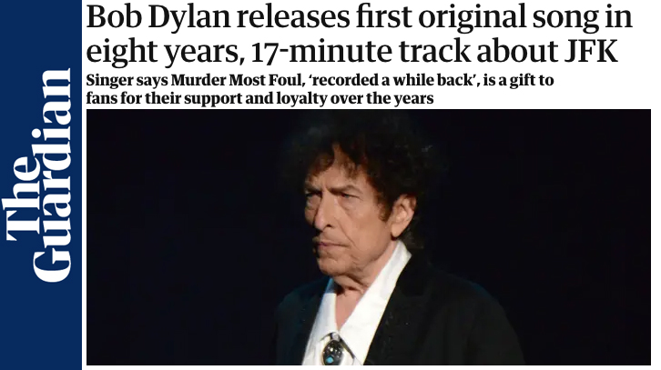 Murder Most Foul: Dylan pubblica un nuovo singolo dopo 8 anni.